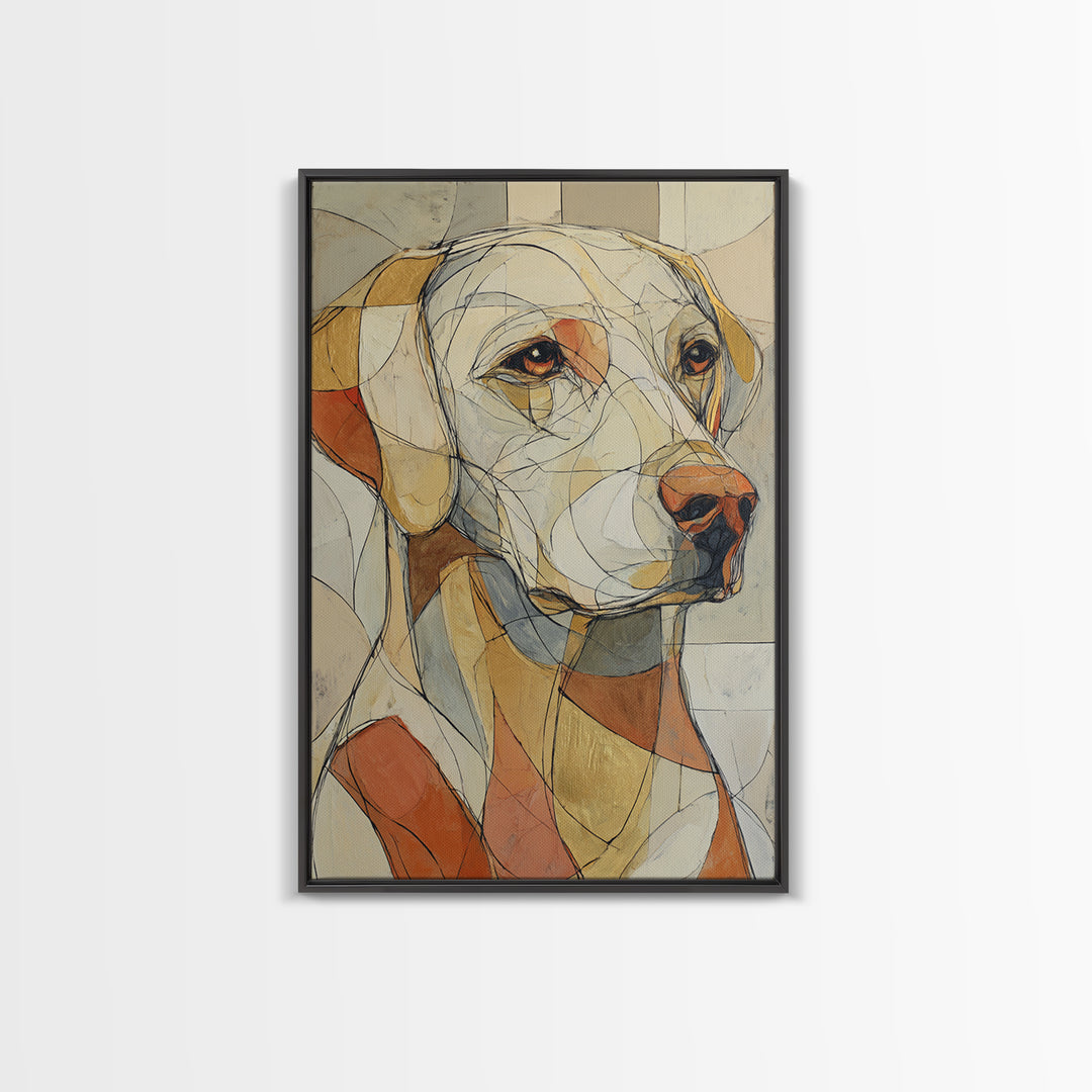 Continuous Line Dog Portrait Framed Canvas Print, Line Art, Bird Wall Art, Living Room Decor, Fine Art, Line, Textured Painting, LIN-2x3-69