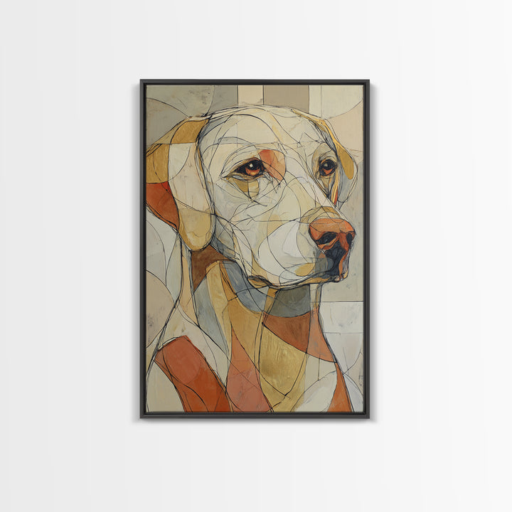 Continuous Line Dog Portrait Framed Canvas Print, Line Art, Bird Wall Art, Living Room Decor, Fine Art, Line, Textured Painting, LIN-2x3-69