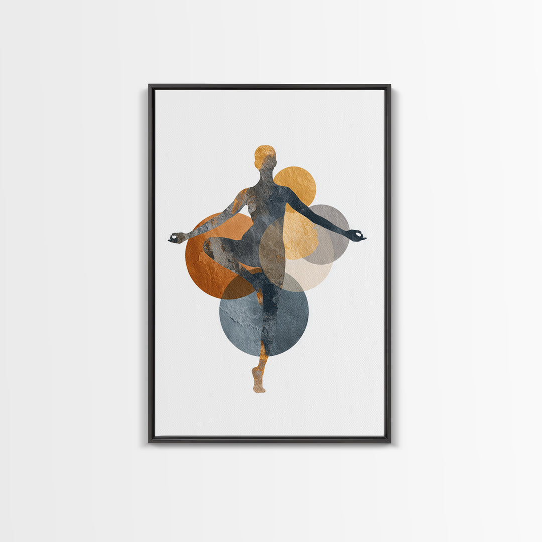 Single Line Yoga Pose Framed Canvas Print, Line Art, Black and White Art, Living Room Decor, Abstract Art, Line, LIN-2x3-73
