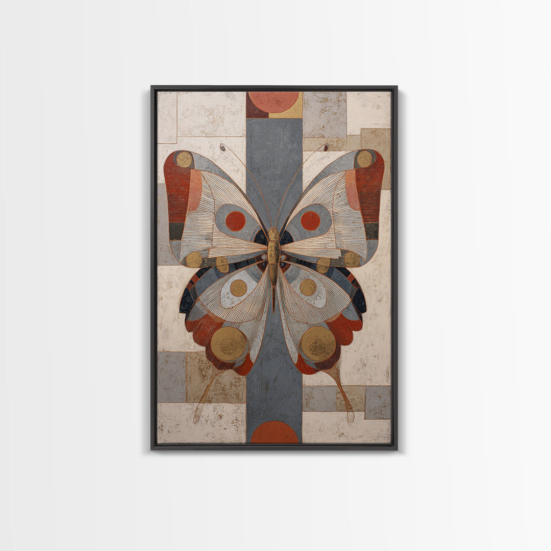 Line Art Butterfly Framed Canvas Print, Line Art, Boho Decor, Living Room Decor, Abstract Art, Line, Minimalist Art, LIN-2x3-78