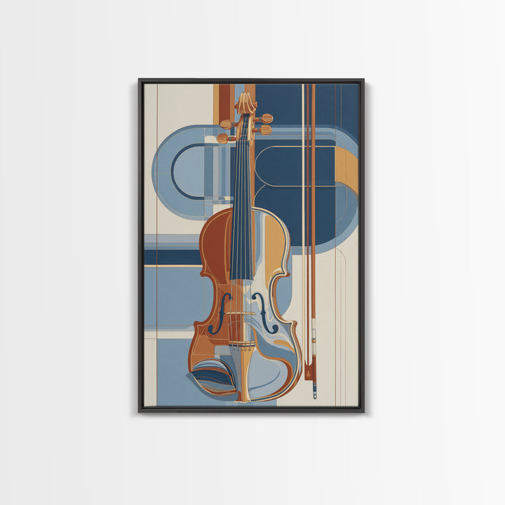 Single Line Violin and Bow Canvas Print, Line Art, Gallery Wall Set, Living Room Decor, Abstract Art, Line, Textured Painting, LIN-2x3-79