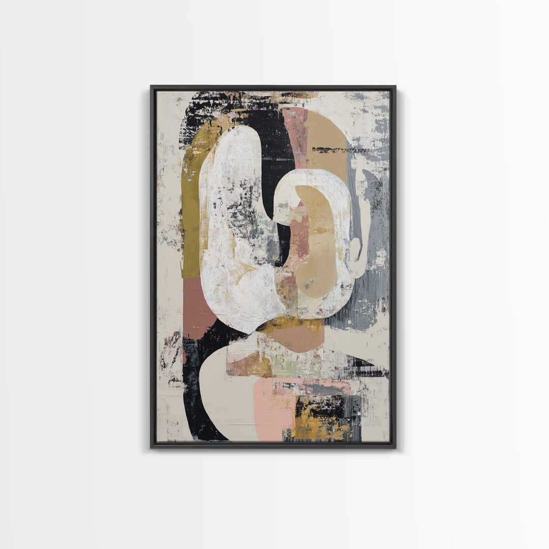 Abstract Horse Formed from Graceful Contour Framed Canvas Print, Line Art, Wall Art, Living Room Decor, Abstract Art, Line, LIN-2x3-84