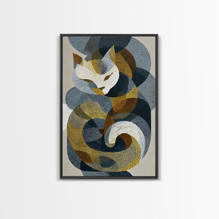 Monoline Cat Stretching Canvas Print, Line Art, Living Room Wall Art, Living Room Decor, Fine Art, Line, Aesthetic Prints, LIN-2x3-86