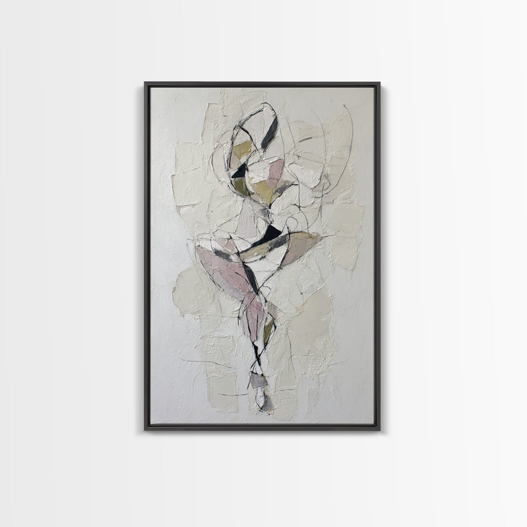 Continuous Line Dancer Framed Canvas Print, Line Art, Textured Painting, Living Room Decor, Fine Art, Line, Canvas Art, LIN-2x3-87