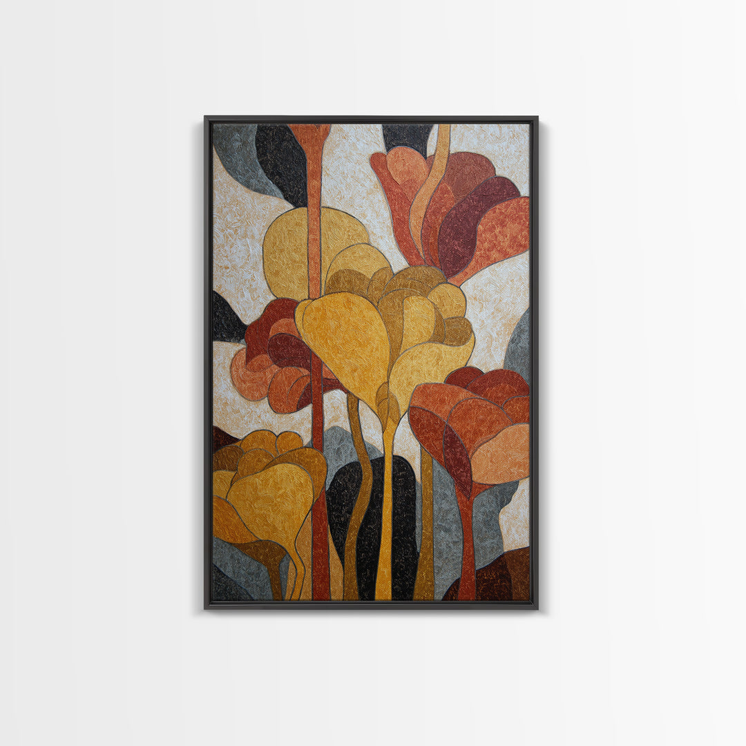 Face and Flower Blended into One Contour Framed Canvas Print, Line Art, Bird Wall Art, Living Room Decor, Fine Art, Line, LIN-2x3-88