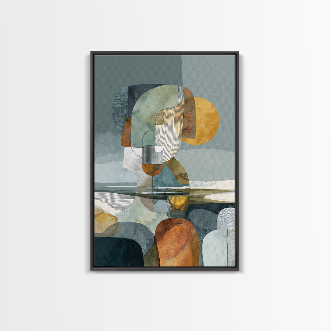 Line Art Shell and Coastal Forms Canvas Print, Line Art, Minimalist Decor, Living Room Decor, Abstract Art, Line, Boho Wall Art, LIN-2x3-95