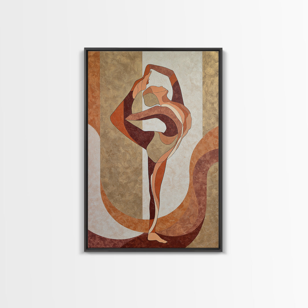 Single Line Yoga Pose Framed Canvas Print, Line Art, Black and White Art, Living Room Decor, Abstract Art, Line, LIN-2x3-97