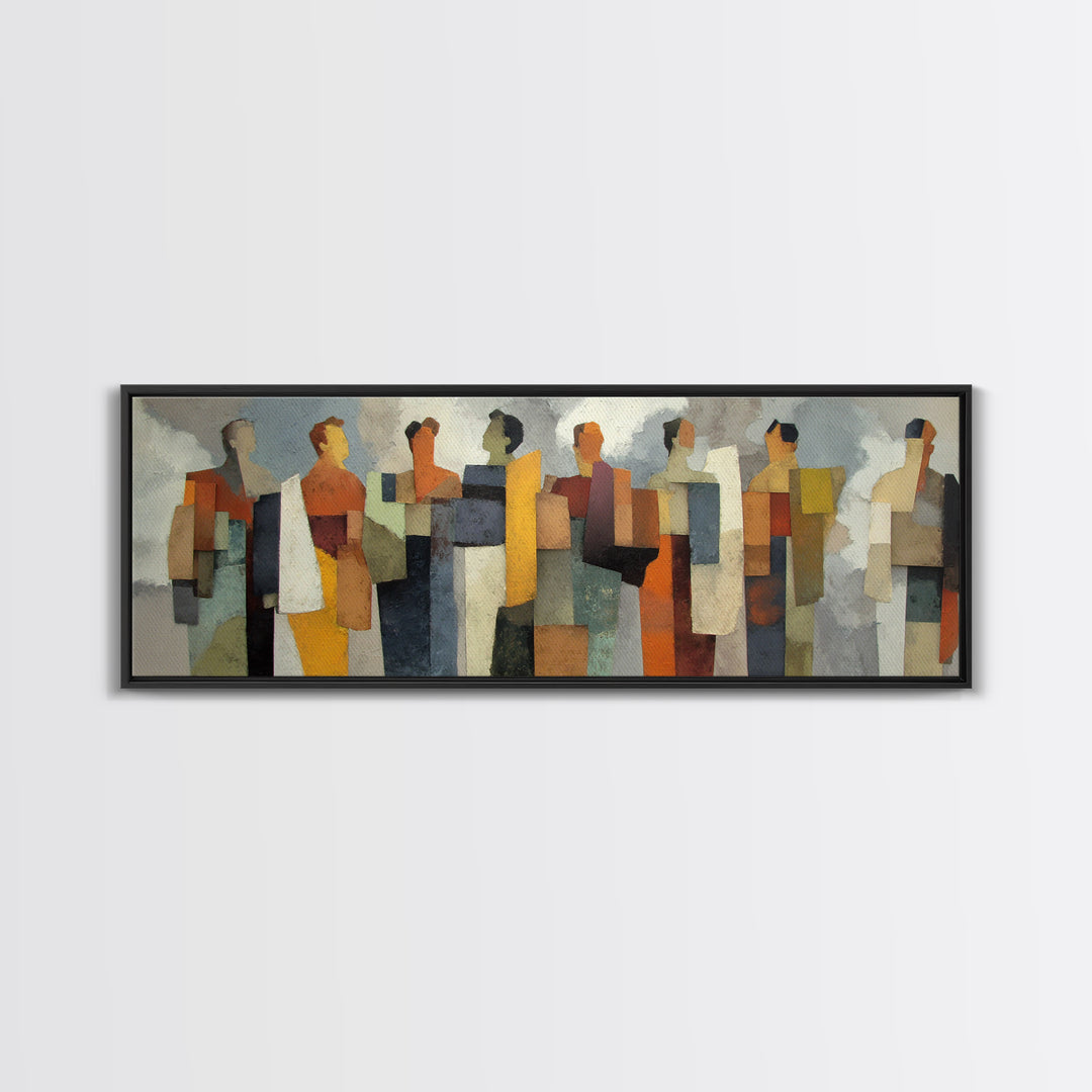 Abstract Family Figures Canvas Print, Line Art, Jesus Wall Art, Living Room Decor, Fine Art, Line, Statement Artwork, LIN-3x1-16
