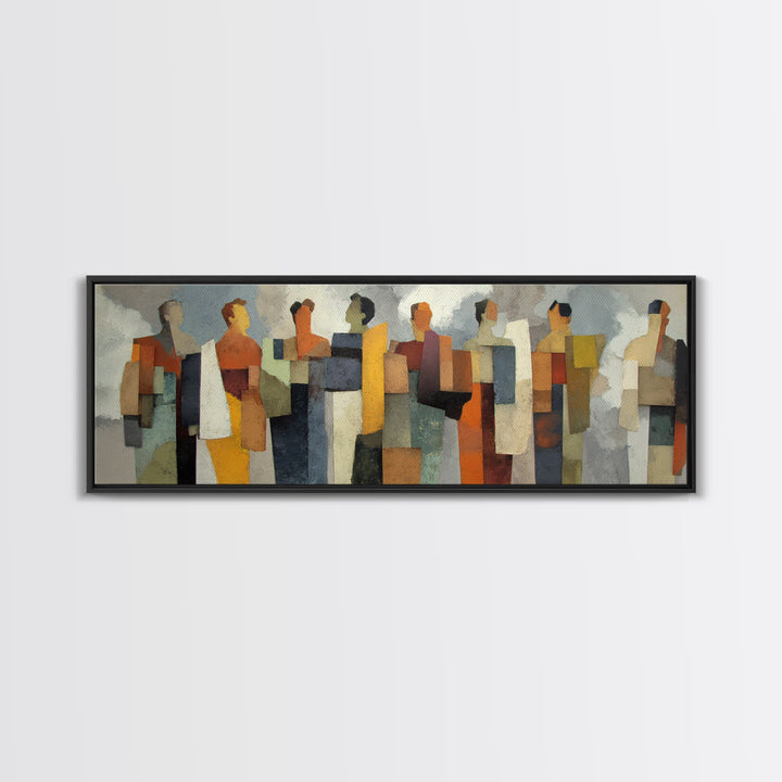 Abstract Family Figures Canvas Print, Line Art, Jesus Wall Art, Living Room Decor, Fine Art, Line, Statement Artwork, LIN-3x1-16