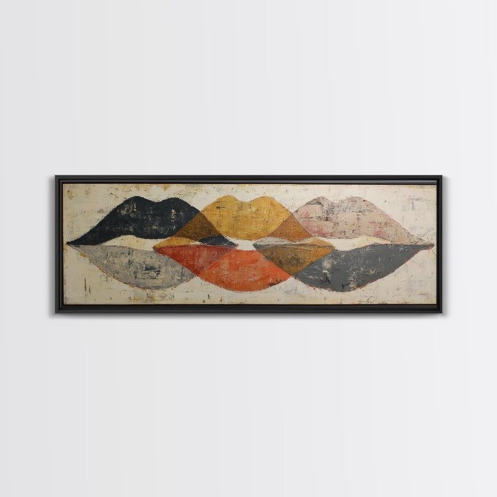 Abstract Lips and Hand Fashion Sketch Canvas Print, Line Art, Canvas Print, Living Room Decor, Fine Art, Line, Modern Decor, LIN-3x1-34