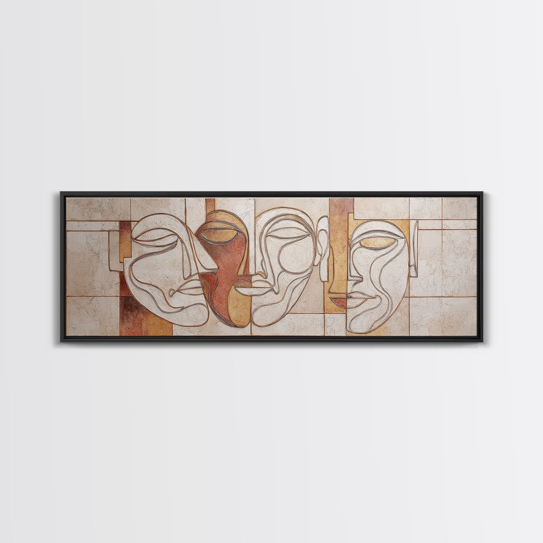 Continuous Line Female Face Canvas Print, Line Art, Art Print, Living Room Decor, Fine Art, Line, Printable Wall Art, LIN-3x1-41