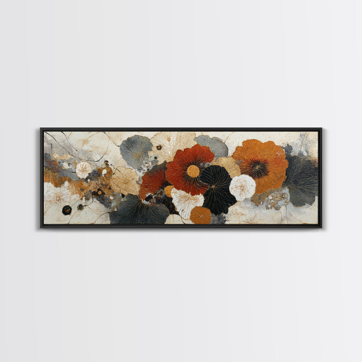 Face and Flower Blended into One Contour Framed Canvas Print, Line Art, Decor, Living Room Decor, Line, Living Room Wall Art, LIN-3x1-72