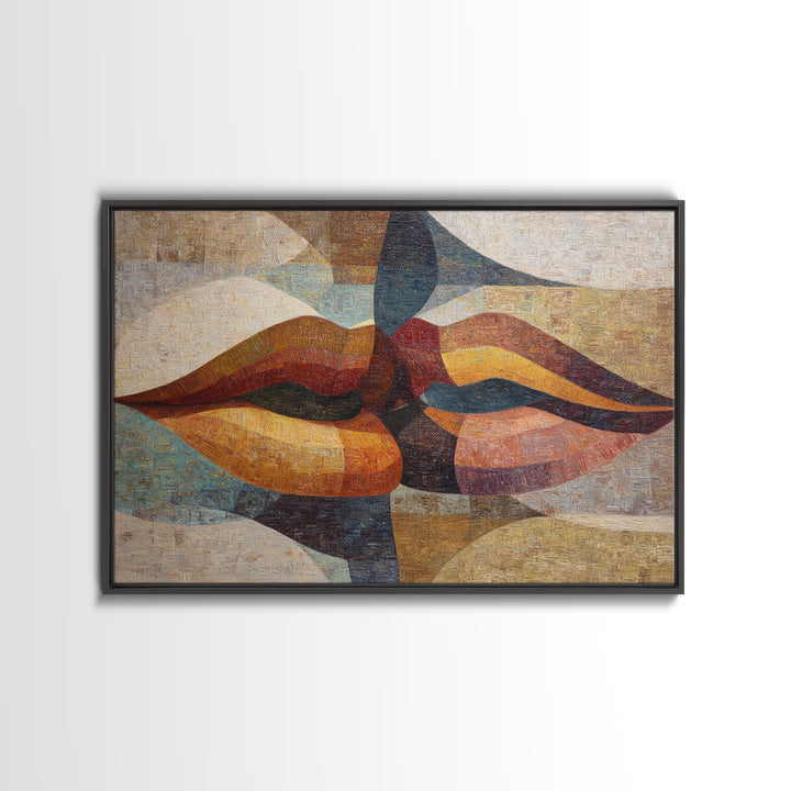 Abstract Lips and Hand Fashion Sketch Canvas Print, Line Art, Minimalist Wall Art, Living Room Decor, Abstract Art, Line, LIN-3x2-22