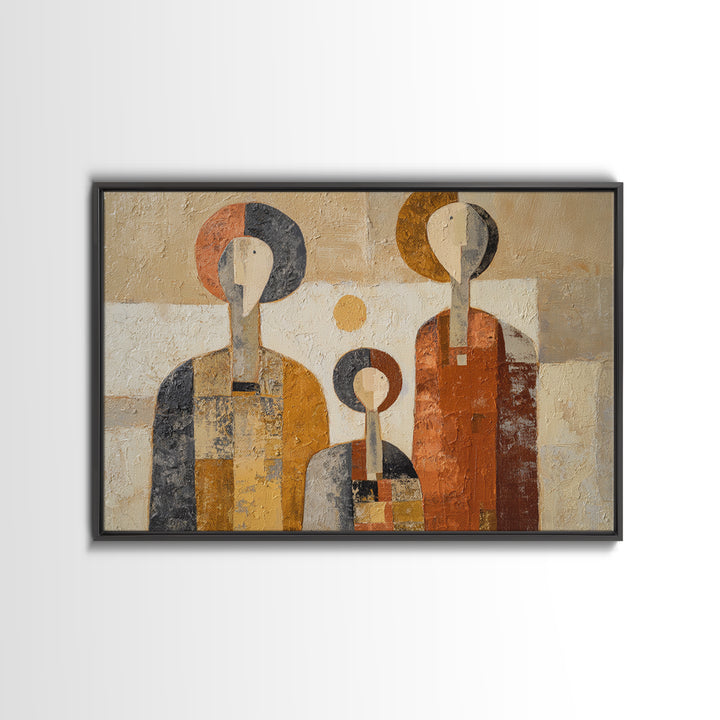 Abstract Family Figures Framed Canvas Print, Line Art, Aesthetic Prints, Living Room Decor, Fine Art, Line, Wall Art, LIN-3x2-28
