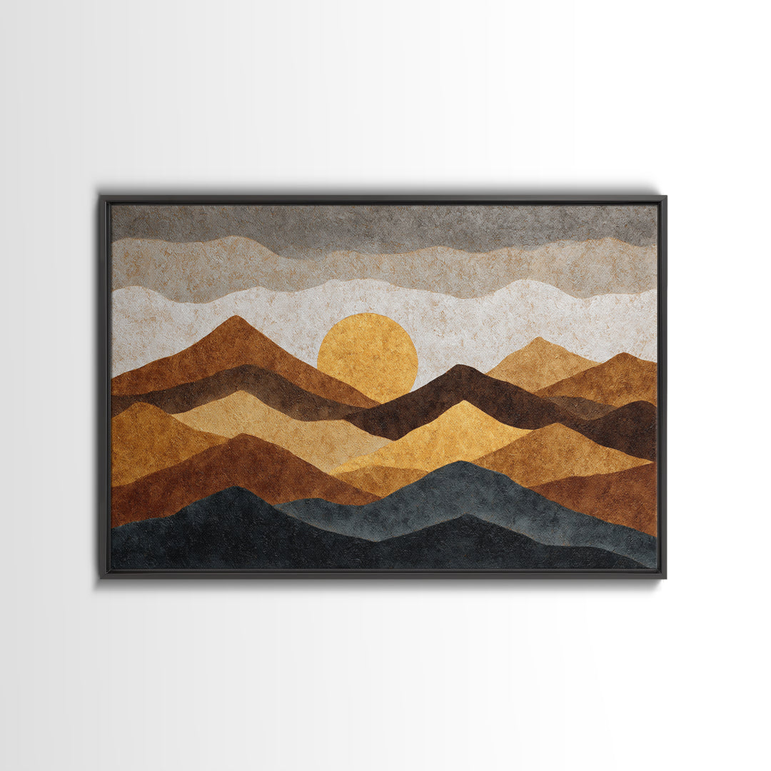 Black Line Mountains Canvas Print, Line Art, Living Room Art, Living Room Decor, Fine Art, Line, Art Print, Textured Painting, LIN-3x2-38