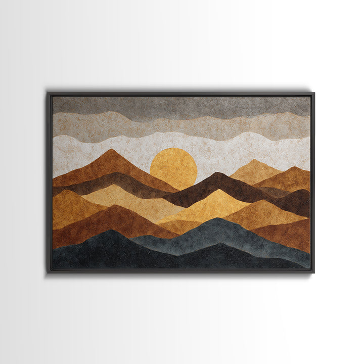 Black Line Mountains Canvas Print, Line Art, Living Room Art, Living Room Decor, Fine Art, Line, Art Print, Textured Painting, LIN-3x2-38