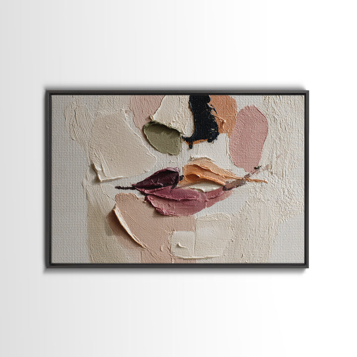 Abstract Lips and Hand Fashion Sketch Framed Canvas Print, Line Art, Bird Wall Art, Living Room Decor, Abstract Art, Line, LIN-3x2-46