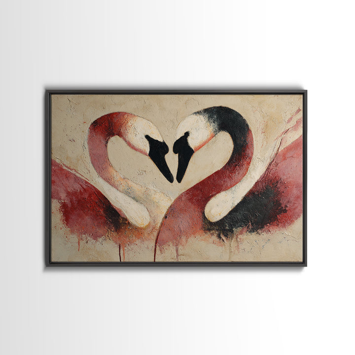 Two Swans Forming a Heart Shape Canvas Print, Line Art, Canvas Art, Living Room Decor, Fine Art, Line, Jesus Wall Art, LIN-3x2-68