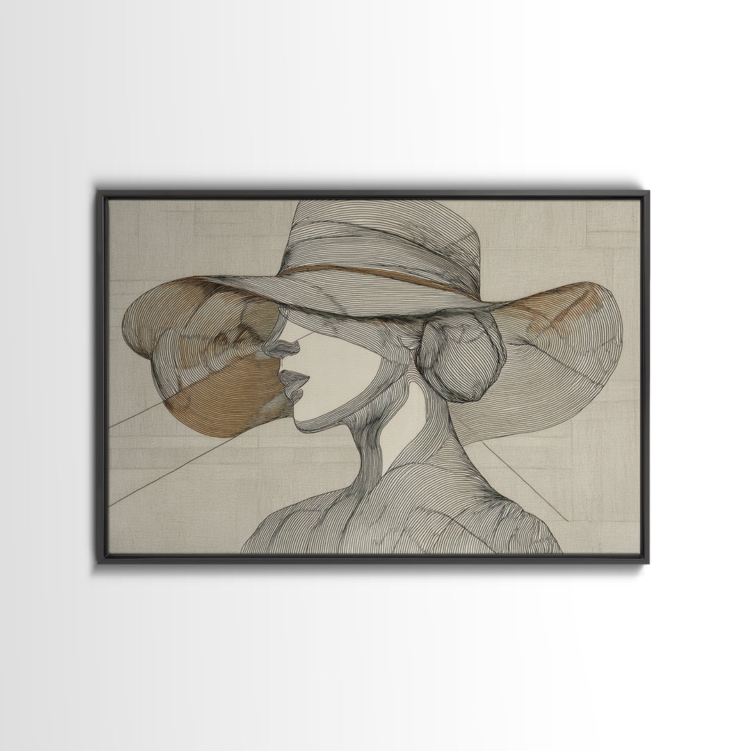 Line Drawing of a Woman Framed Canvas Print, Line Art, Contemporary Art, Living Room Decor, Fine Art, Line, Boho Wall Art, LIN-3x2-71