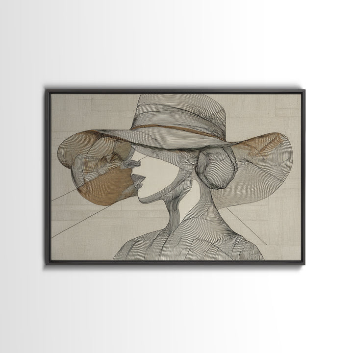 Line Drawing of a Woman Framed Canvas Print, Line Art, Contemporary Art, Living Room Decor, Fine Art, Line, Boho Wall Art, LIN-3x2-71