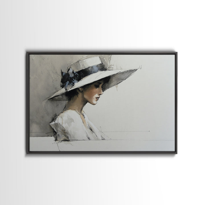 Continuous Line Female Face Framed Canvas Print, Line Art, Decor, Living Room Decor, Oil Painting, Line, Living Room Wall Art, LIN-3x2-77