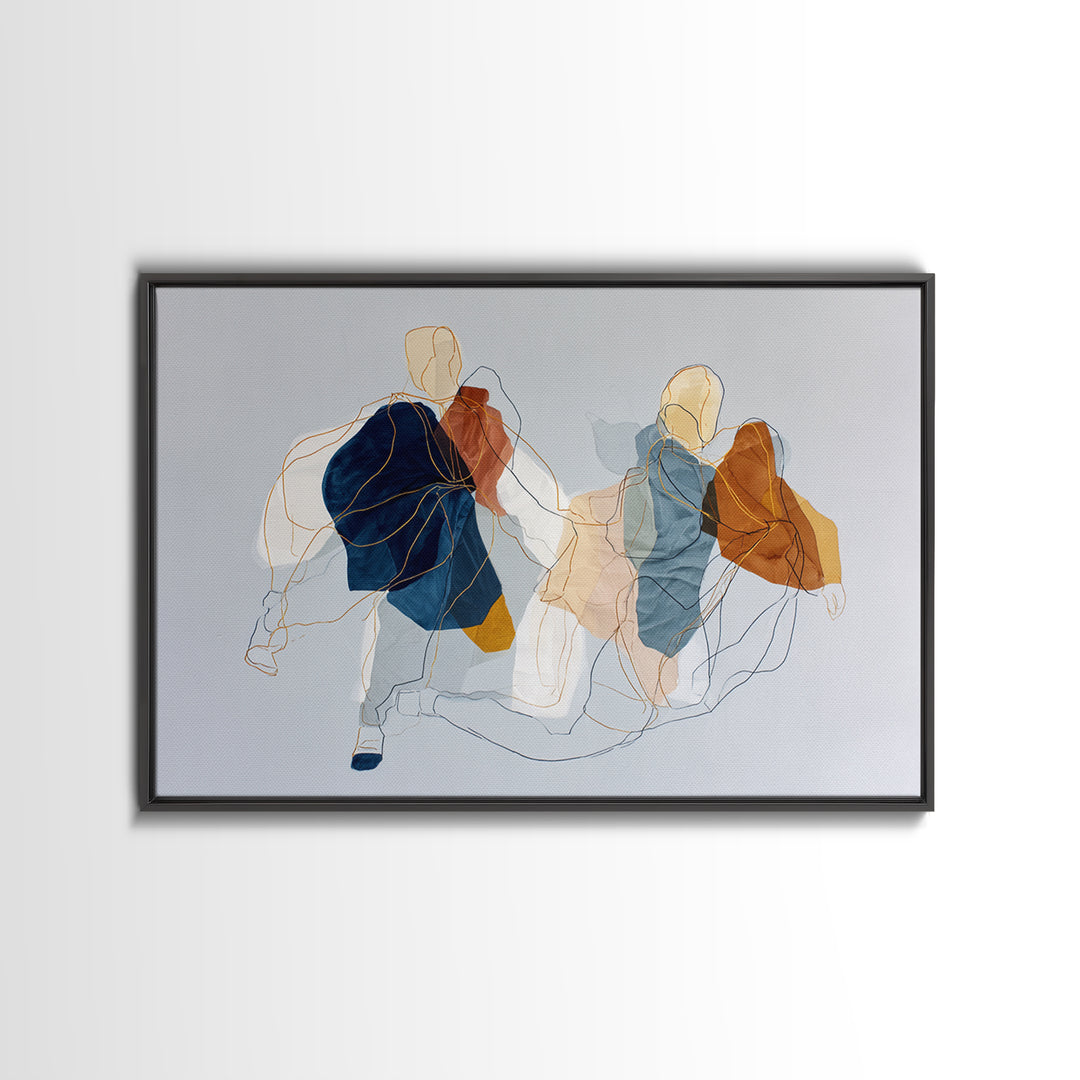 Continuous Line Dancer Canvas Print, Line Art, Gallery Wall Set, Living Room Decor, Fine Art, Line, Textured Painting, LIN-3x2-83