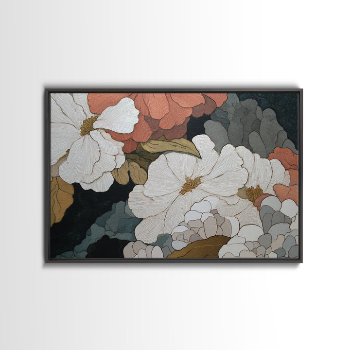 Abstract Vase and Flowers Canvas Print, Line Art, Modern Wall Art, Living Room Decor, Oil Painting, Line, Bird Wall Art, LIN-3x2-88