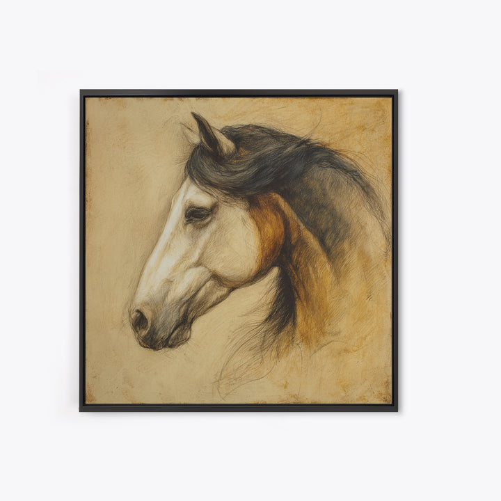 Contemporary Horse Portrait Canvas Print, Living Room Art, Boho Wall Art, Living Room Decor, Oil Painting, Living, LIR-1x1-10