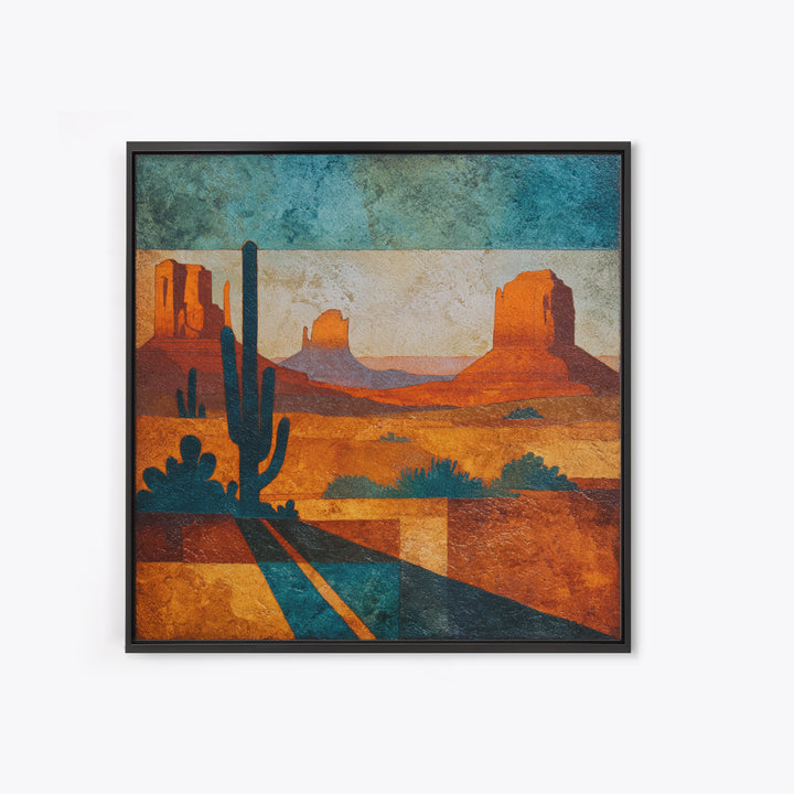 Earthy Desert Landscape Framed Canvas Print, Living Room Art, Wall Decor, Living Room Decor, Oil Painting, Living, Abstract Art, LIR-1x1-12