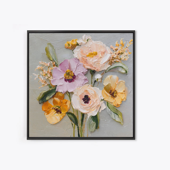 Botanical Vase Painting Framed Canvas Print, Living Room Art, Living Room Decor, Oil Painting, Living, Statement Artwork, LIR-1x1-2