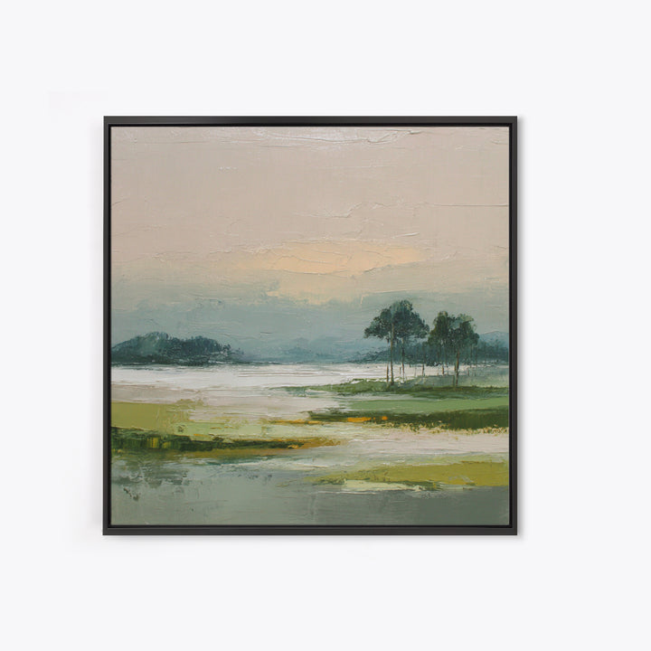 Modern Landscape with Expansive Calm Sky Canvas Print, Living Room Art, Oil Painting, Living Room Decor, Fine Art, Living, LIR-1x1-3