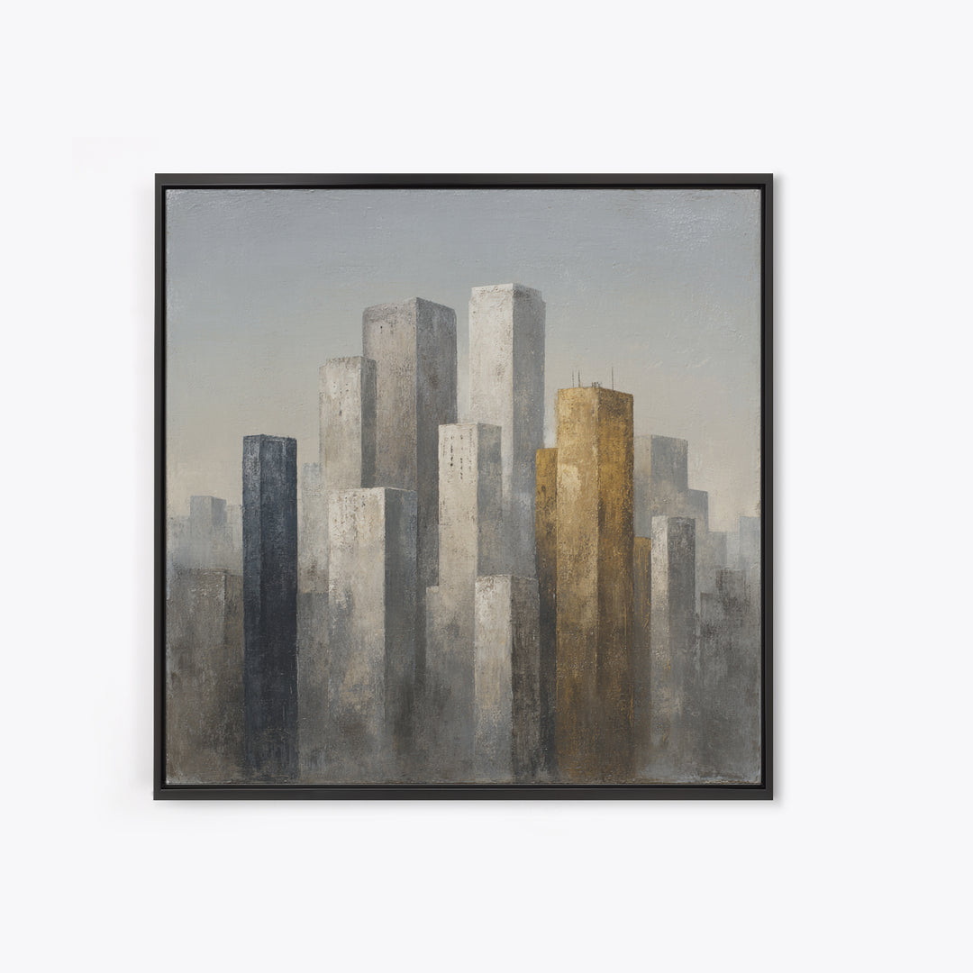 Modern City Skyline Framed Canvas Print, Living Room Art, Modern Wall Art, Living Room Decor, Fine Art, Living, LIR-1x1-46