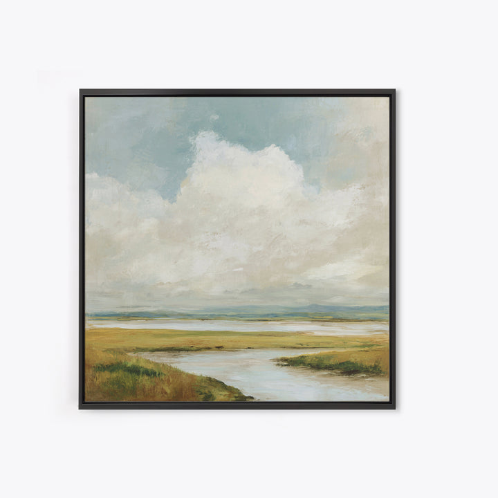 Modern Landscape with Expansive Calm Sky Framed Canvas Print, Living Room Art, Bedroom Wall Art, Living Room Decor, Living, LIR-1x1-51