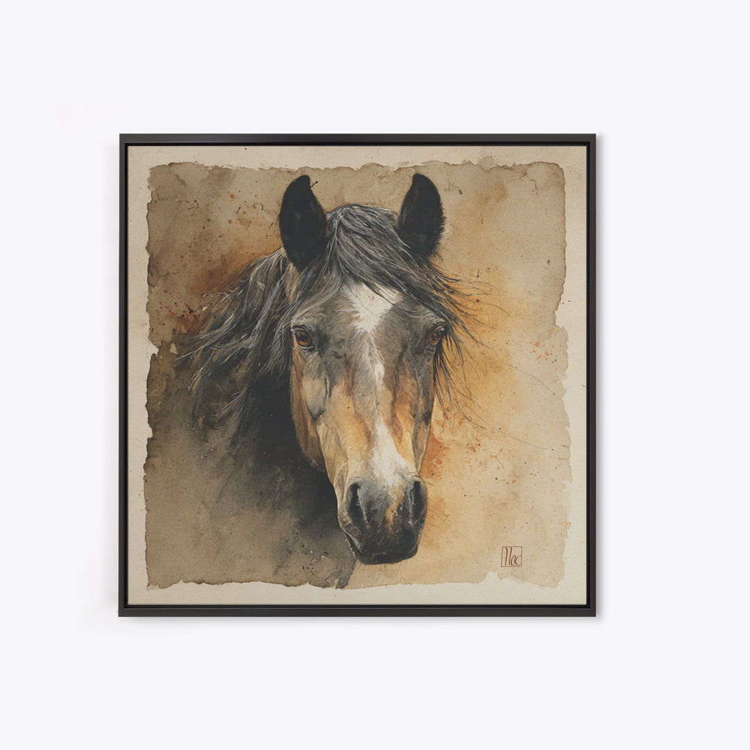 Contemporary Horse Portrait Canvas Print, Living Room Art, Boho Decor, Living Room Decor, Fine Art, Living, Digital Prints, LIR-1x1-82