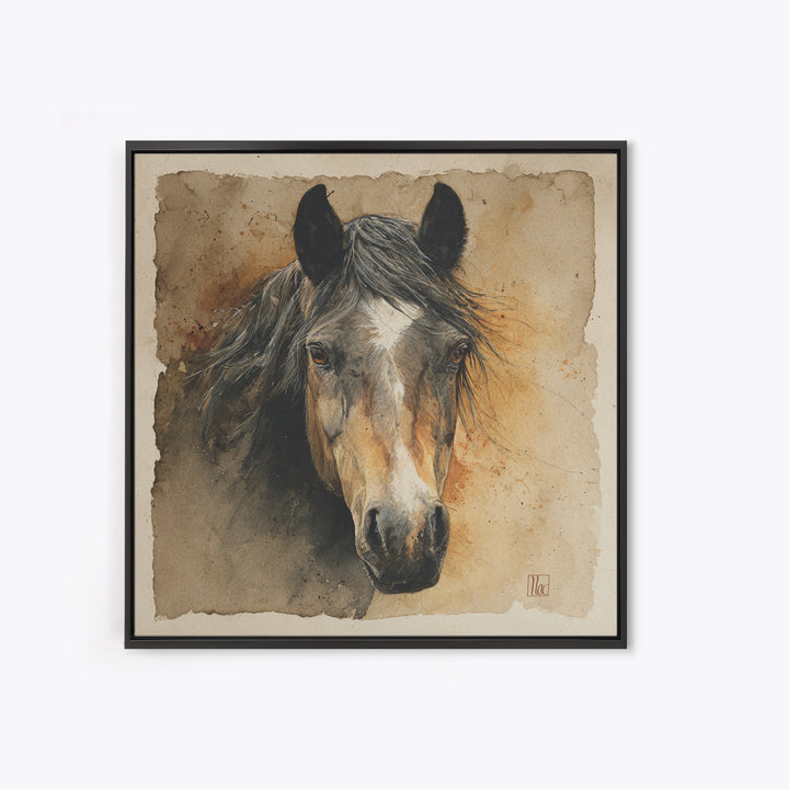 Contemporary Horse Portrait Canvas Print, Living Room Art, Boho Decor, Living Room Decor, Fine Art, Living, Digital Prints, LIR-1x1-82
