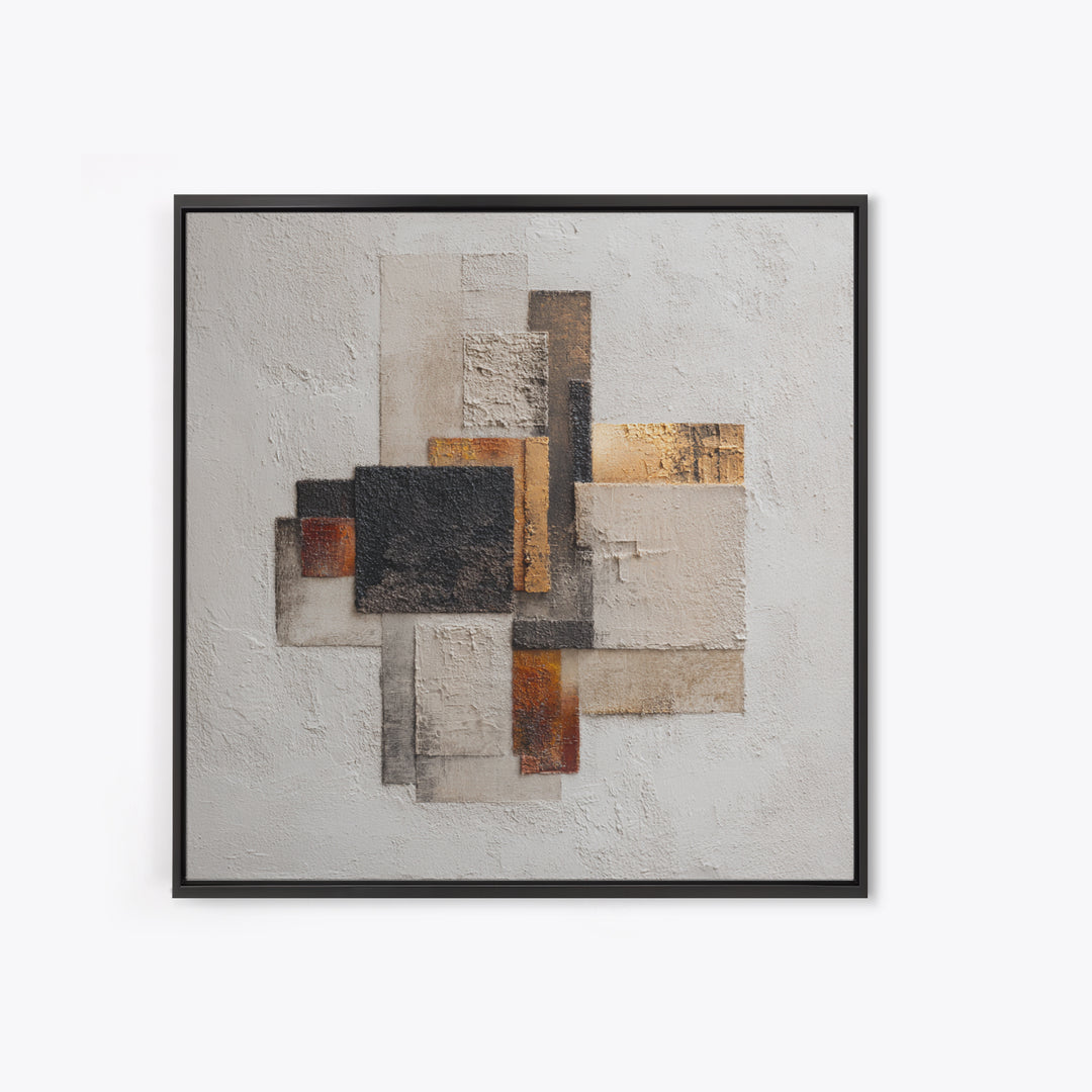 Monochrome Stone Texture Abstraction Framed Canvas Print, Living Room Art, Wall Art, Living Room Decor, Abstract Art, Living, LIR-1x1-93