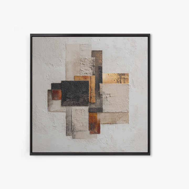 Monochrome Stone Texture Abstraction Framed Canvas Print, Living Room Art, Wall Art, Living Room Decor, Abstract Art, Living, LIR-1x1-93