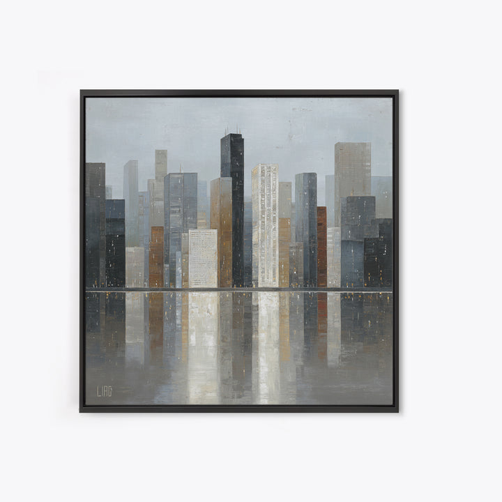 Modern City Skyline Canvas Print, Living Room Art, Modern Decor, Living Room Decor, Abstract Art, Living, Wall Decor, LIR-1x1-94