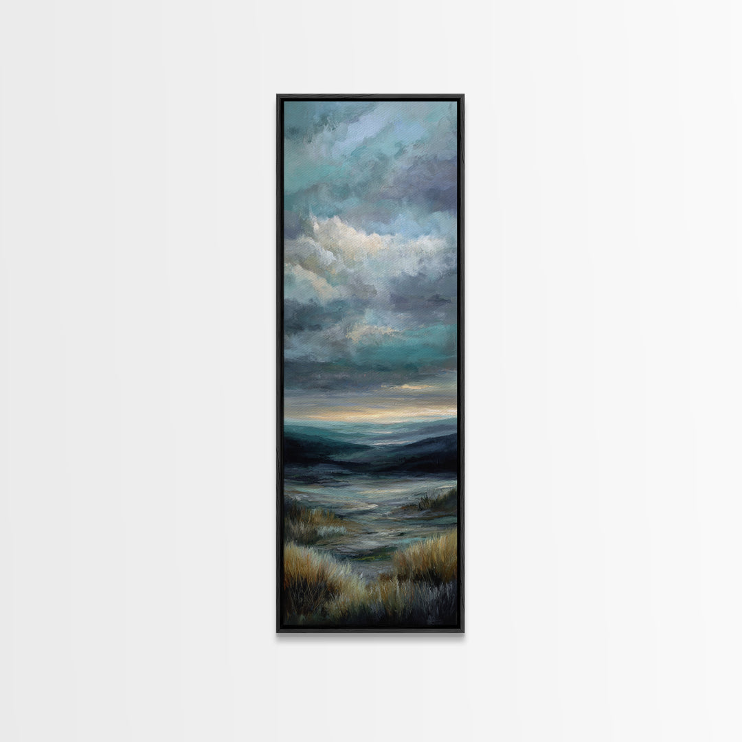 Modern Landscape with Expansive Calm Sky Framed Canvas Print, Living Room Art, Oil Painting, Living Room Decor, Living, LIR-1x3-15