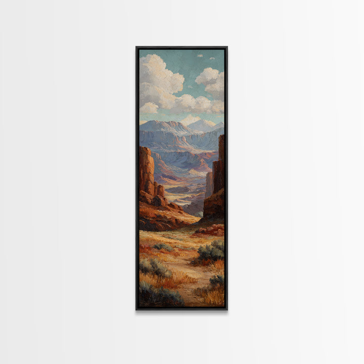 Earthy Desert Landscape Framed Canvas Print, Living Room Art, Wall Decor, Living Room Decor, Oil Painting, Living, Abstract Art, LIR-1x3-24