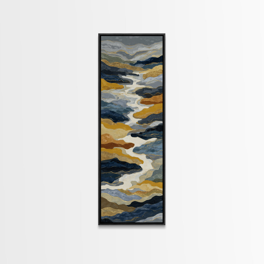 Gold Accented Abstract Brushwork Canvas Print, Living Room Art, Living Room Wall Art, Living Room Decor, Abstract Art, Living, LIR-1x3-26