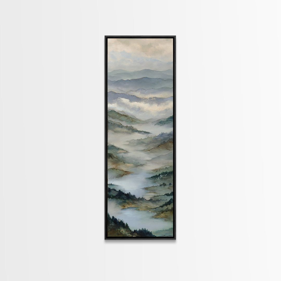 Classic Mountain Panorama for Cozy Interiors Canvas Print, Living Room Art, Painting, Living Room Decor, Fine Art, Living, LIR-1x3-28