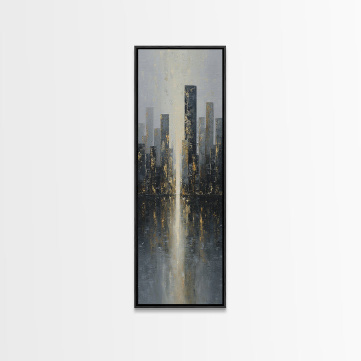 Modern City Skyline Framed Canvas Print, Living Room Art, 3 Piece Wall Art, Living Room Decor, Abstract Art, Living, LIR-1x3-34