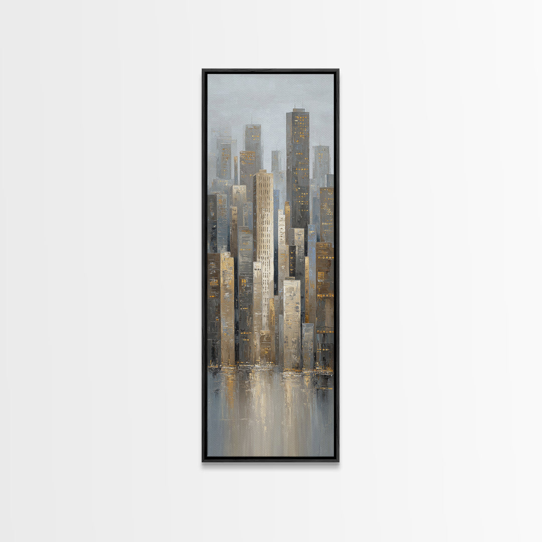 Modern City Skyline Framed Canvas Print, Living Room Art, 3 Piece Wall Art, Living Room Decor, Abstract Art, Living, LIR-1x3-58