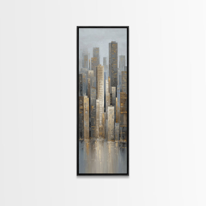 Modern City Skyline Framed Canvas Print, Living Room Art, 3 Piece Wall Art, Living Room Decor, Abstract Art, Living, LIR-1x3-58
