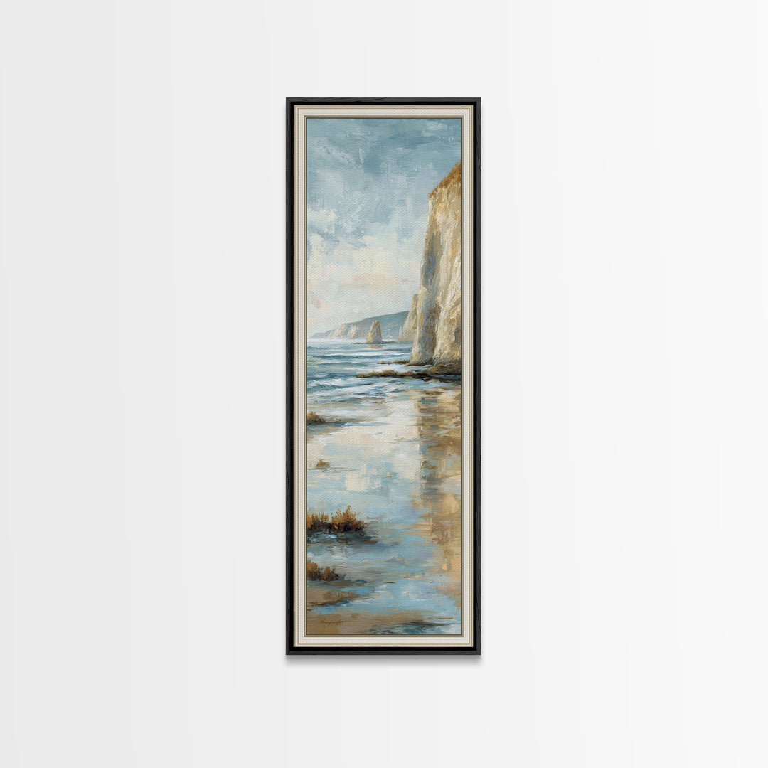 Moody Seascape for Dramatic Focal Point Canvas Print, Living Room Art, Wall Art, Living Room Decor, Oil Painting, Living, LIR-1x3-90