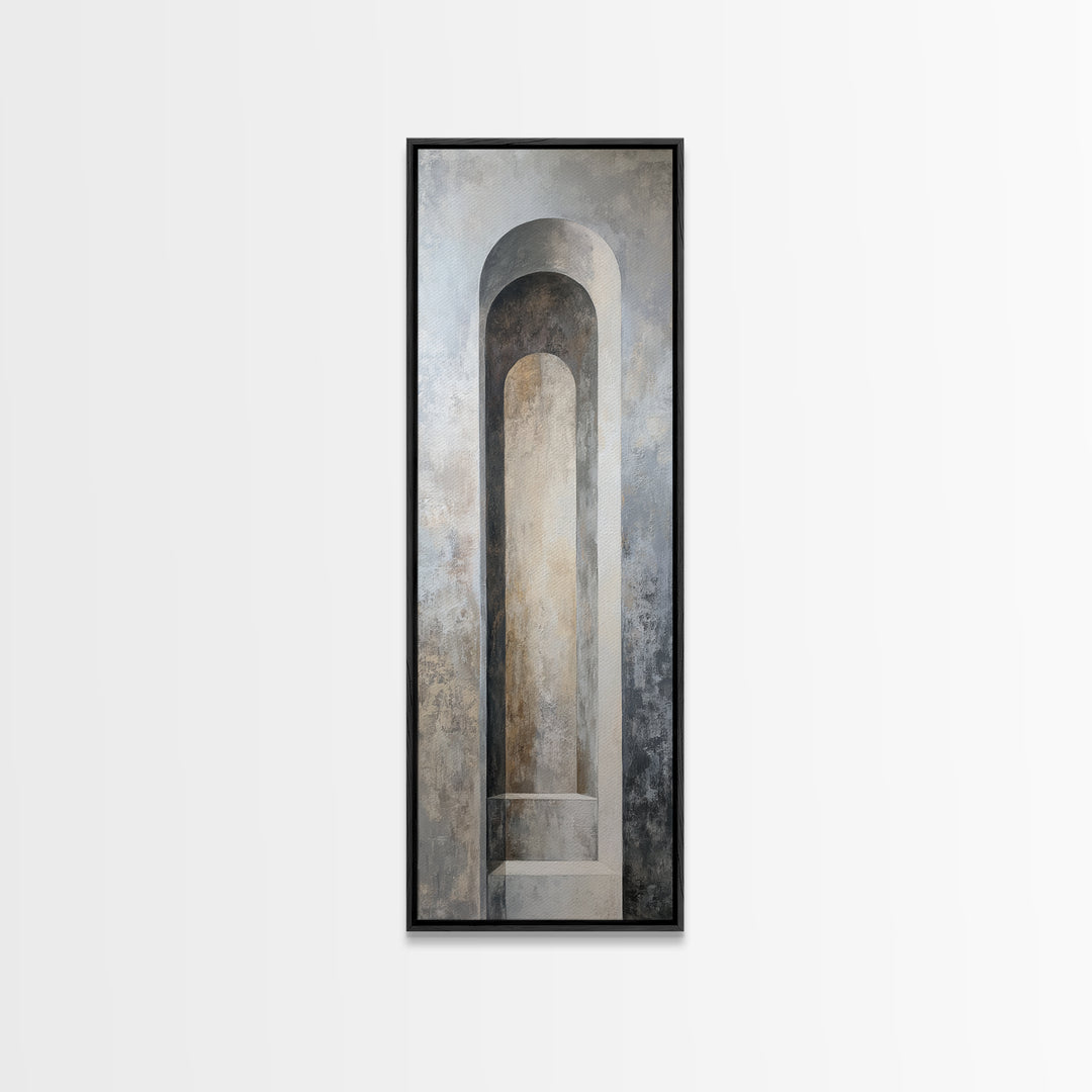 Black and White Architectural Arch Composition Framed Canvas Print, Living Room Art, Boho Decor, Living Room Decor, LIR-1x3-91