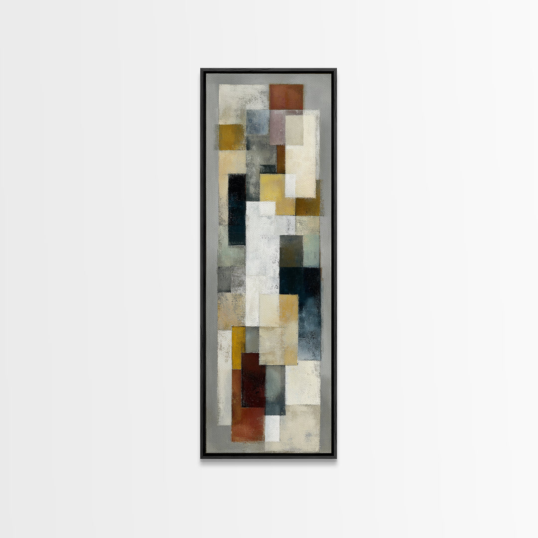 Mid Century Geometric Artwork Framed Canvas Print, Living Room Art, Oversized Wall Art, Living Room Decor, Abstract Art, Living, LIR-1x3-92