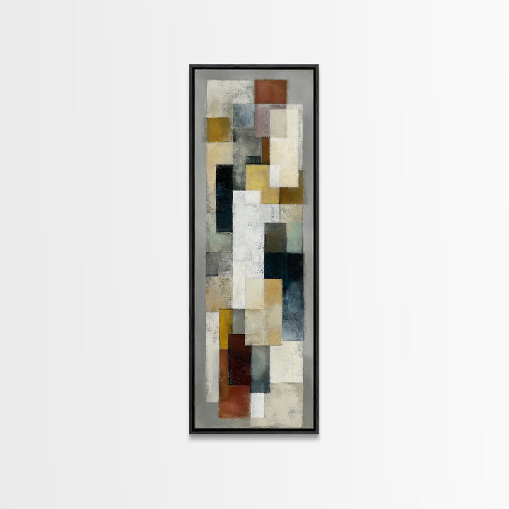 Mid Century Geometric Artwork Framed Canvas Print, Living Room Art, Oversized Wall Art, Living Room Decor, Abstract Art, Living, LIR-1x3-92