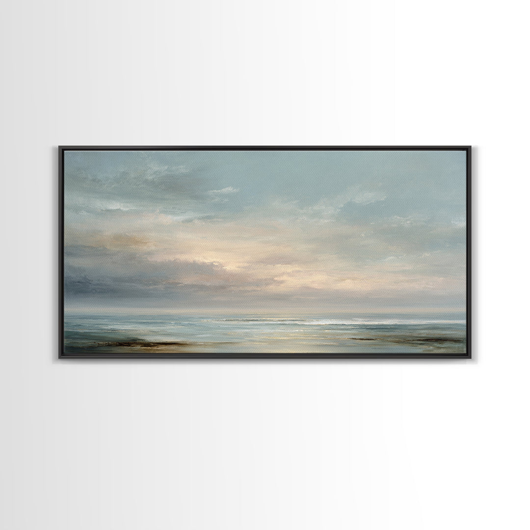 Large Cloudscape with Gentle Movement Framed Canvas Print, Living Room Art, Living Room Decor, Watercolor Art, Living, LIR-2x1-15